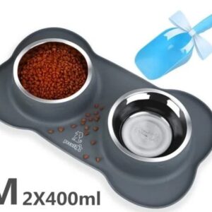 Pecute Dog Bowls Non Slip, Stainless Steel Double Bowls Set
