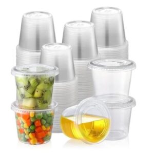 AOZITA [55 Sets – 5.5 oz Portion Cups With Lids, Jell-O Shot Cups